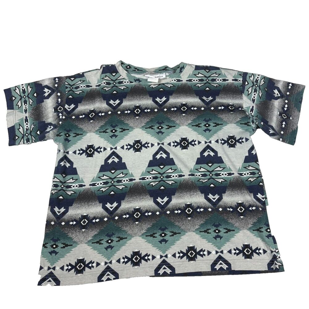 Vintage USA Southwest AOP T-Shirt XL Tribal‎ Western Single Stitch 90s Aztec